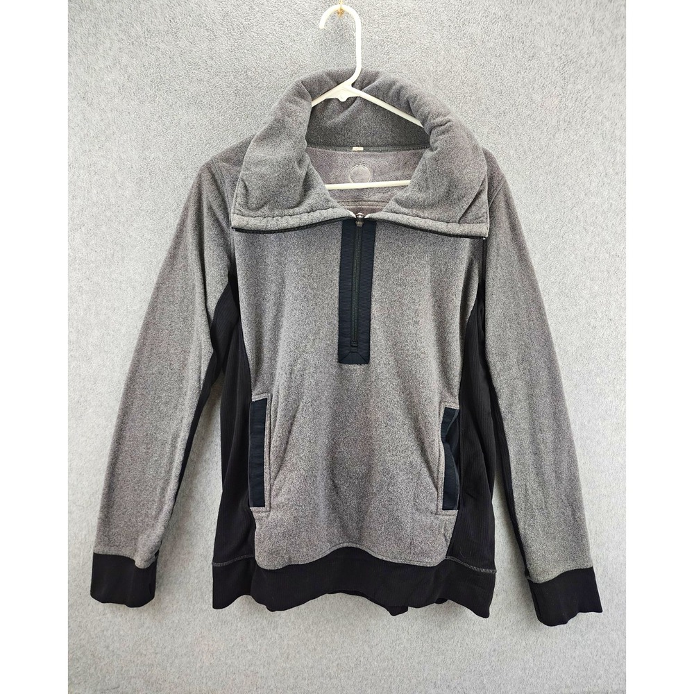 Lululemon Women's L Gray/Black Colorblock Fleece 1/2 Zip Pullover Pockets